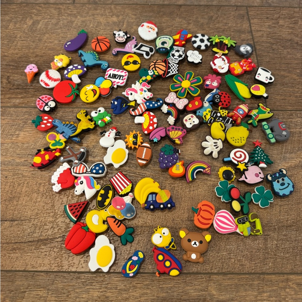 Huge Bundle of Croc Charms Holidays, Food, Sports, Disney